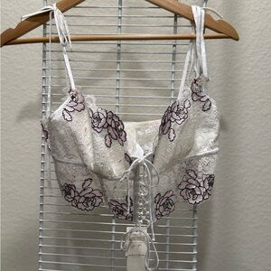 For Love And Lemons Lace Bralette - Cream and Pink